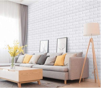 HOMEMATES Decorative White Wallpaper(77 cm x 70 cm, Pack of 10)