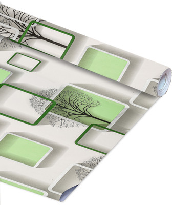 Adakriti Creations Paper Abstract Green Wallpaper(L x W: 500 cm x 45 cm)