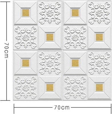 Ingorala Vinyl Decorative Gold, White Wallpaper(L x W: 70 cm x 77 cm)