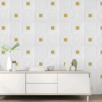 metreno Paper, Fabric Decorative White, Gold Wallpaper(L x W: 70 cm x 70 cm, Pack of 20)