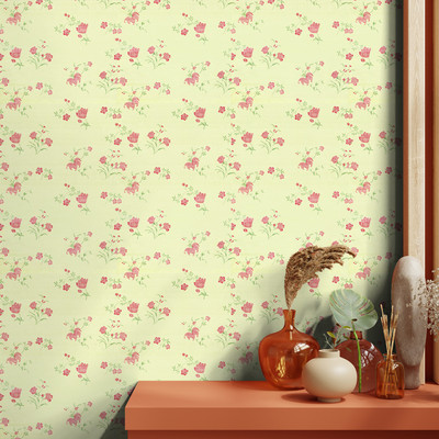 Asian Paints Vinyl Floral & Botanical Beige Wallpaper(L x W: 500 cm x 45 cm)