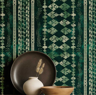 S4Sassy Vinyl Abstract Green Wallpaper(L x W: 304 cm x 63 cm)