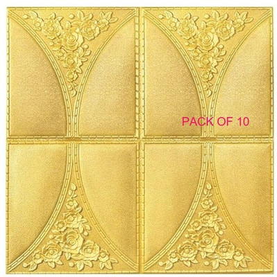 b7 Creations Paper, Fabric Decorative Gold Wallpaper(L x W: 70 cm x 70 cm, Pack of 10)
