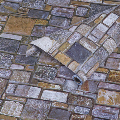 Guru Production Vinyl Architecture Multicolor Wallpaper(L x W: 600 cm x 30 cm, Pack of 3)