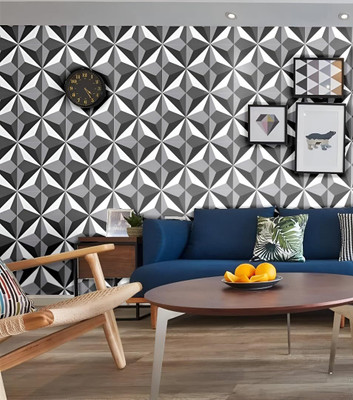 ASSBRI SHOPEE PVC Abstract Grey Wallpaper(L x W: 45 cm x 200 cm)
