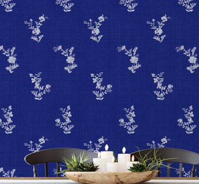 S4Sassy Vinyl Floral & Botanical Blue Wallpaper(L x W: 914 cm x 63 cm)