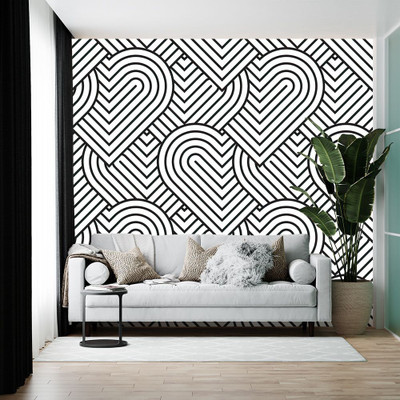 wallpics Vinyl Abstract Black, White Wallpaper(L x W: 500 cm x 35 cm)