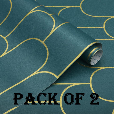 Veki Vinyl Decorative Green, Gold Wallpaper(L x W: 300 cm x 45 cm, Pack of 2)