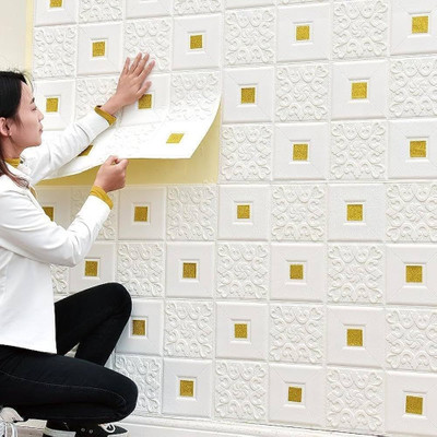 Purvaa Collection Decorative Gold, White Wallpaper(70 cm x 70 cm)