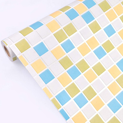 Skywall 1000 cm 48 Sq. Feet DIY Self Adhesive Wallpaper with Multicolored Square Tiles for Home Decor (Multicolor) Self Adhesive Sticker(Pack of 1)