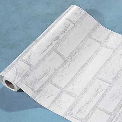 AmazingKarts Vinyl Floral & Botanical White, Grey Wallpaper(L x W: 304.8 cm x 45 cm, Pack of 3)