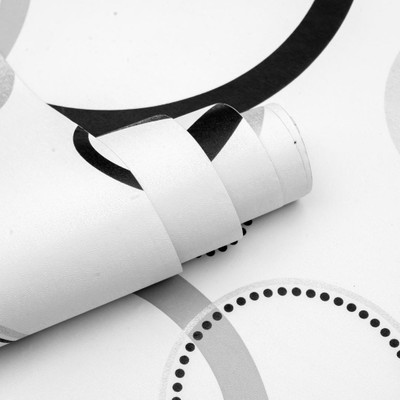 Wallmonks Vinyl Abstract White, Black Wallpaper(L x W: 45 cm x 500 cm)