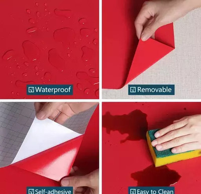 Hamidani Vinyl Abstract Red Wallpaper(L x W: 45 cm x 250 cm)