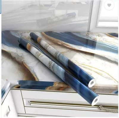 Aksharent Vinyl Abstract Blue Wallpaper(L x W: 60 cm x 200 cm)