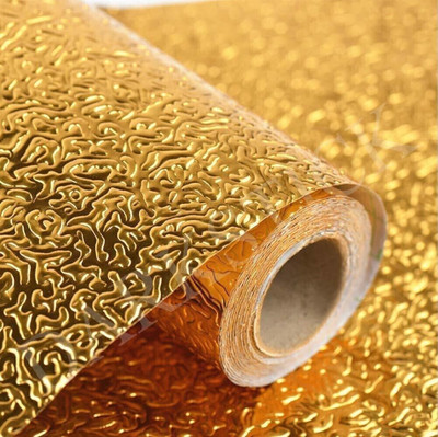 FAINLIST Vinyl Abstract Gold Wallpaper(L x W: 200 cm x 40 cm, Pack of 5)