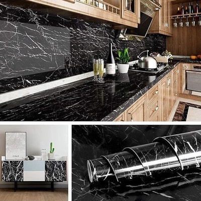 MOOZICO Abstract Black Wallpaper(200 cm x 60 cm)