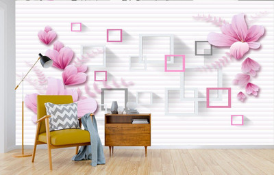 Guru Production Vinyl Decorative White, Pink Wallpaper(L x W: 200 cm x 40 cm)