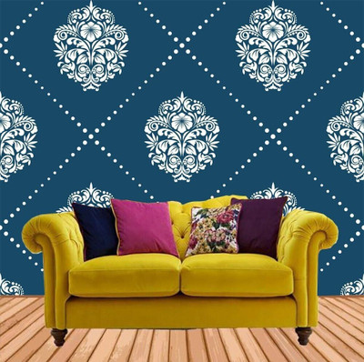 Guru Production Vinyl Decorative Blue, White Wallpaper(L x W: 127 cm x 40 cm, Pack of 2)