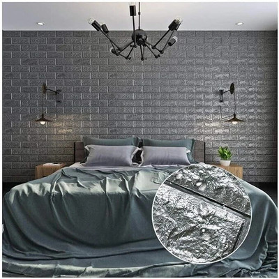 BDM Vinyl Abstract Grey Wallpaper(L x W: 70 cm x 77 cm)