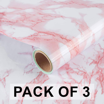 Purvaa Collection Vinyl Abstract Pink Wallpaper(L x W: 60 cm x 200 cm, Pack of 3)