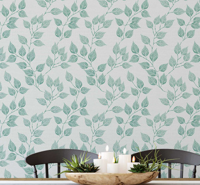 S4Sassy Vinyl Floral & Botanical Green Wallpaper(L x W: 304 cm x 63 cm)