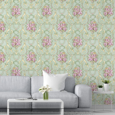 PRINIX Decor Vinyl Floral & Botanical Multicolor Wallpaper(L x W: 1000 cm x 45 cm)