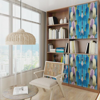 ASSBRI SHOPEE PVC Abstract Blue Wallpaper(L x W: 45 cm x 400 cm)
