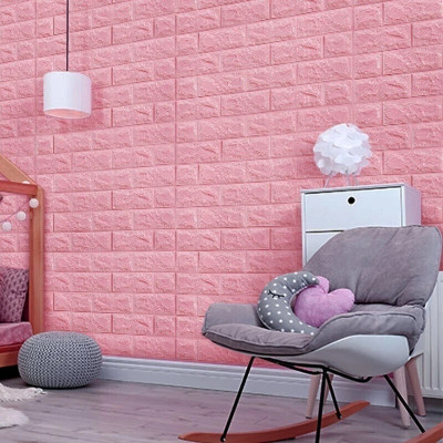 Nyalkaran Vinyl Abstract Pink Wallpaper(L x W: 77 cm x 70 cm)