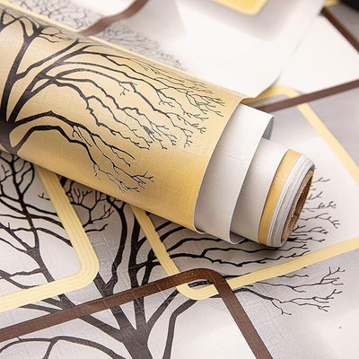 UZANIYA PVC Abstract Yellow Wallpaper(L x W: 200 cm x 45 cm)
