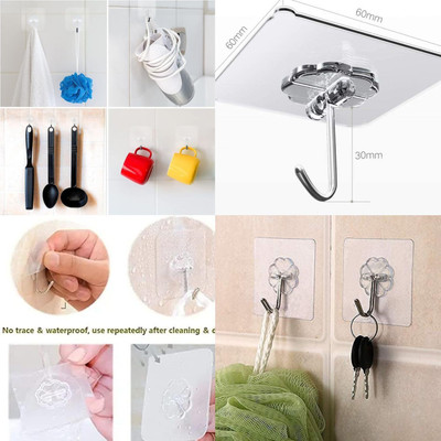 Onward 5.5 cm Multi Purpose sticky transparent hook Stickers PINx30.21 Self Adhesive Sticker(Pack of 30)
