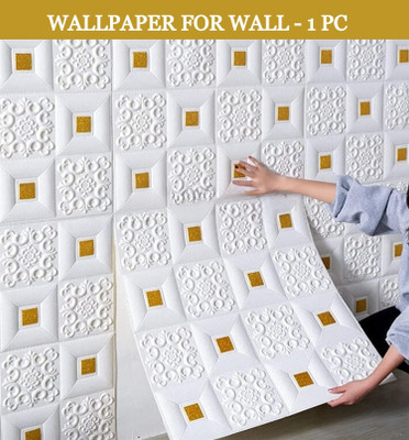 Krique Architecture Gold, White Wallpaper(70 cm x 70 cm)