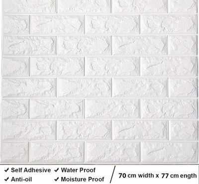 Ingorala Vinyl Decorative White Wallpaper(L x W: 77 cm x 77 cm)