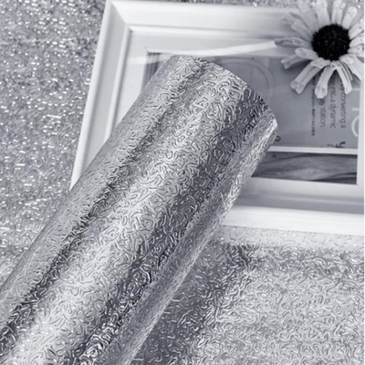Ultivera creation Foils Art & Paintings Silver Wallpaper(L x W: 200 cm x 60 cm)