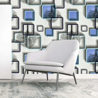 LusticHome Vinyl Abstract Blue Wallpaper(L x W: 500 cm x 45 cm)
