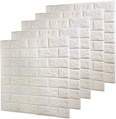 wewell Decorative White Wallpaper(79 cm x 77 cm, Pack of 5)