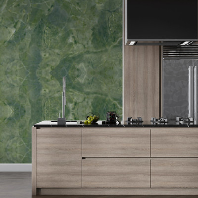 Guru Production Vinyl Decorative Green Wallpaper(L x W: 200 cm x 60 cm)