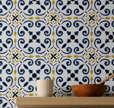 S4Sassy Vinyl Abstract Blue Wallpaper(L x W: 304 cm x 63 cm)