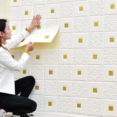 TrendCart Vinyl Decorative White Wallpaper(L x W: 77 cm x 70 cm)