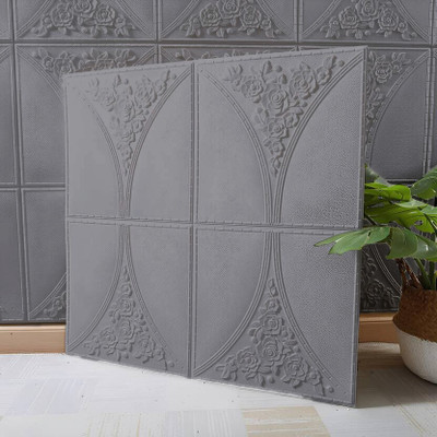 BDM Vinyl Abstract Grey Wallpaper(L x W: 70 cm x 77 cm, Pack of 2)