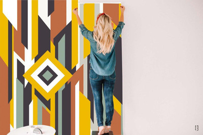 Guru Production Vinyl Abstract Multicolor Wallpaper(L x W: 400 cm x 45 cm, Pack of 2)