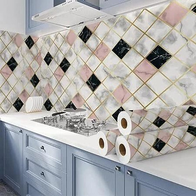 NestWise Vinyl Abstract Multicolor Wallpaper(L x W: 200 cm x 60 cm, Pack of 3)