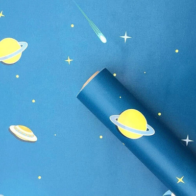 RosaStella Vinyl Sci-fi Blue Wallpaper(L x W: 305 cm x 45 cm, Pack of 3)