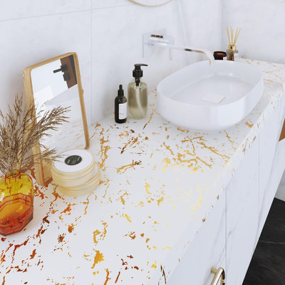 WallVibe Vinyl Abstract Gold Wallpaper(L x W: 30.48 cm x 243.84 cm)