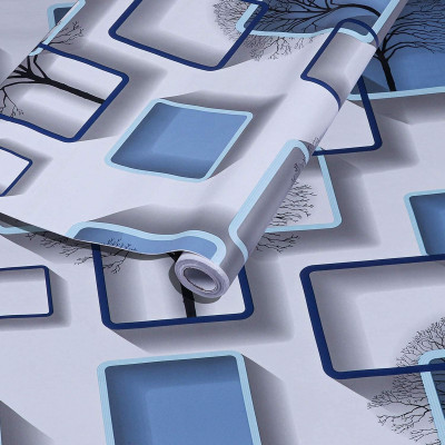Qexle Foils Abstract Blue Wallpaper(L x W: 200 cm x 60 cm, Pack of 2)