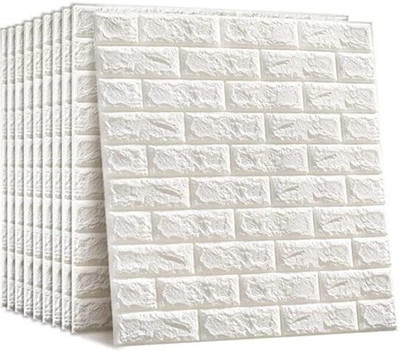 wewell Vinyl Decorative White Wallpaper(L x W: 79 cm x 77 cm, Pack of 8)