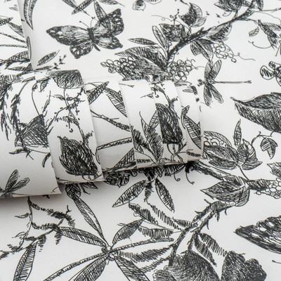Wallmonks Vinyl Floral & Botanical Black Wallpaper(L x W: 1000 cm x 40 cm)