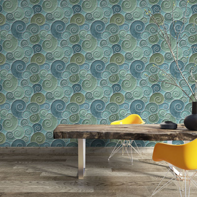 Guru Production Vinyl Abstract Green Wallpaper(L x W: 1000 cm x 45 cm)