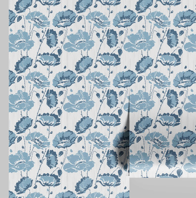S4Sassy Vinyl Floral & Botanical Blue Wallpaper(L x W: 609 cm x 63 cm)