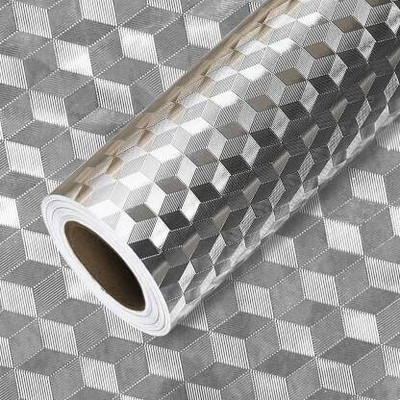 Uratech Vinyl Abstract Silver Wallpaper(L x W: 200 cm x 60 cm)