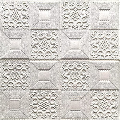 Ansari Decor Vinyl Decorative White Wallpaper(L x W: 70 cm x 70 cm)